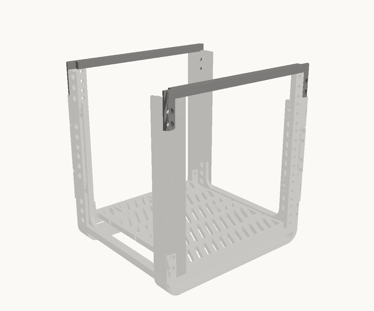 Step 3: Put the top bars back, on the new top. The parts for this step are drawn dark; what is already in place is drawn light.
